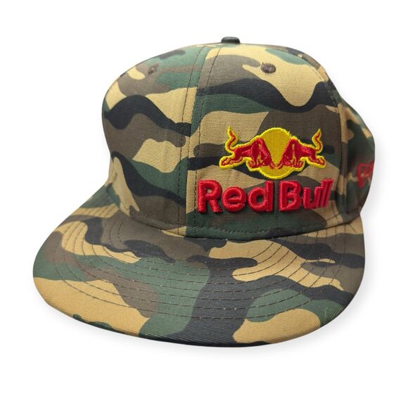 Red Bull Camo Hat 7 1/2 Size New‎ Era Sports Hat Camouflage Retro Rare - Picture 1 of 6